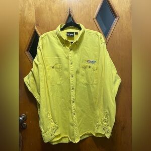 Chase Authentics Yellow NASCAR Mens Button Up Shirt